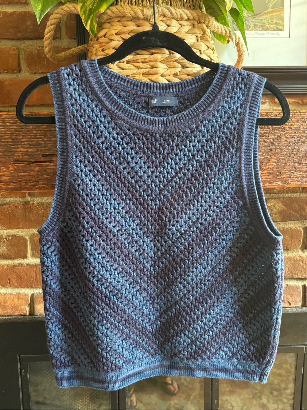 GAP Open-Knit Cotton Sweater Vest (Size Large)